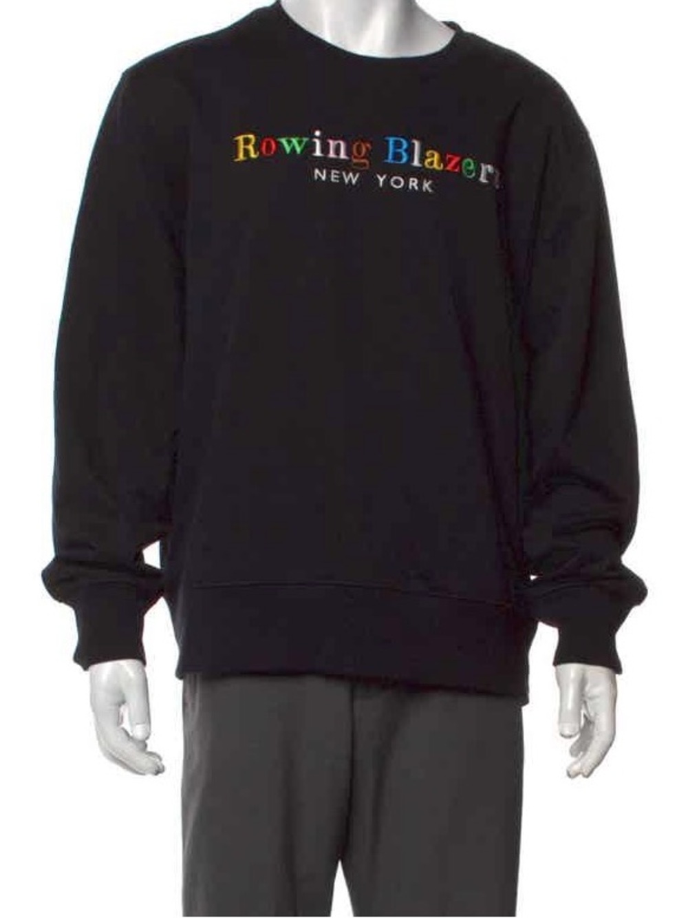 Rowing Blazers New York Multicolor Logo Unisex Crewneck Sweatshirt Large Black